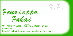 henrietta pakai business card